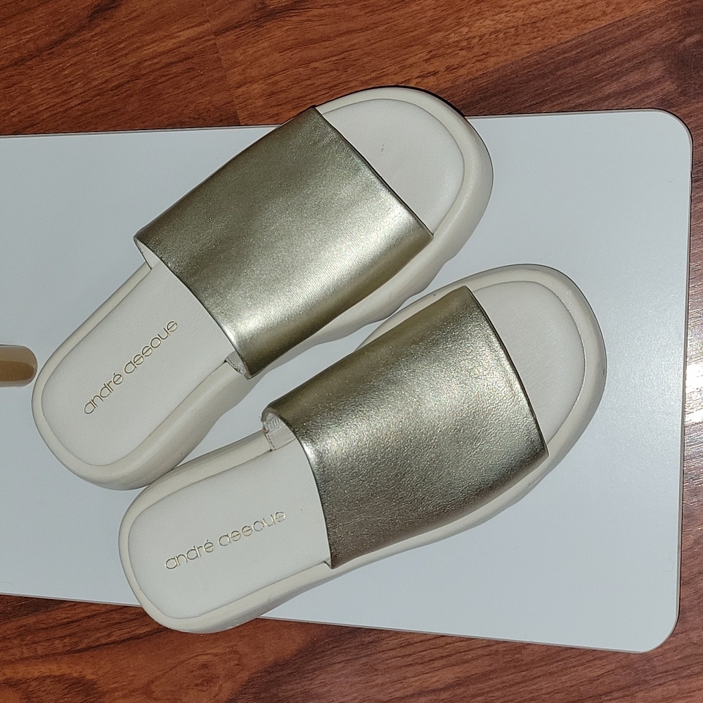 André Assous womens JessaSlide Sandal Size 6.5 Platinum